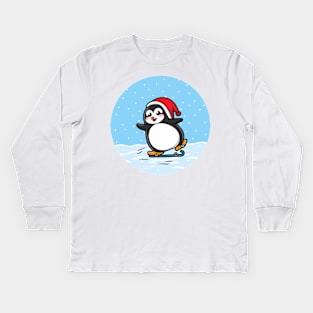 Christmas Penguin Kids Long Sleeve T-Shirt